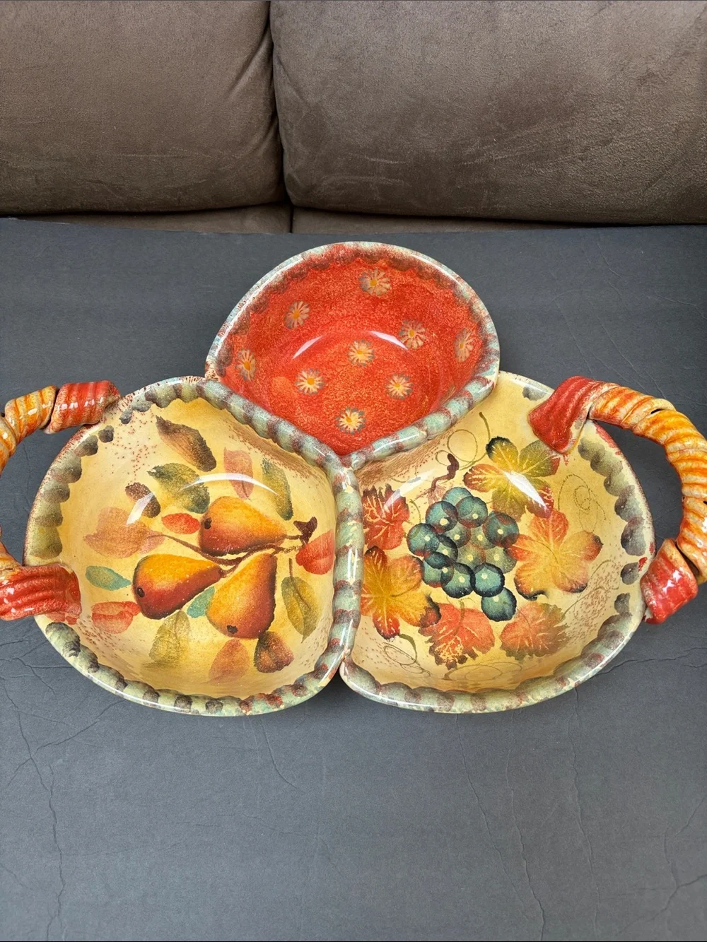 Italina Red Orange Yellow Three-Section  Serving Dish